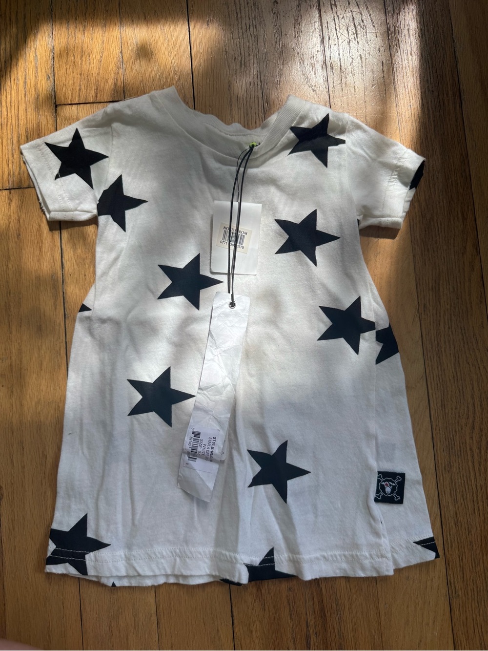 nununu White Tee shirt dress with Black Star Graphic